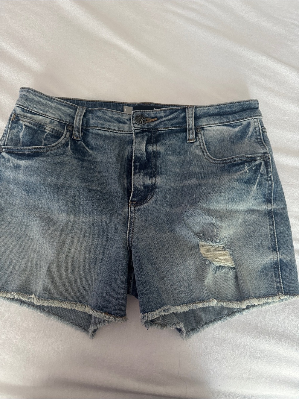 Kut from the Kloth Distressed Denim Shorts - Light Blue Wash